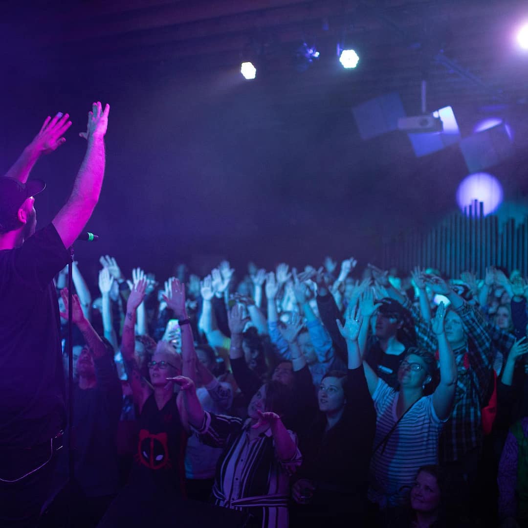 hands in the air at a aussie hip hop gig