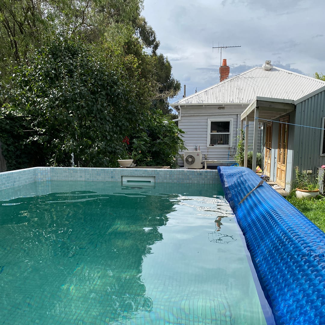 summer backyard pool