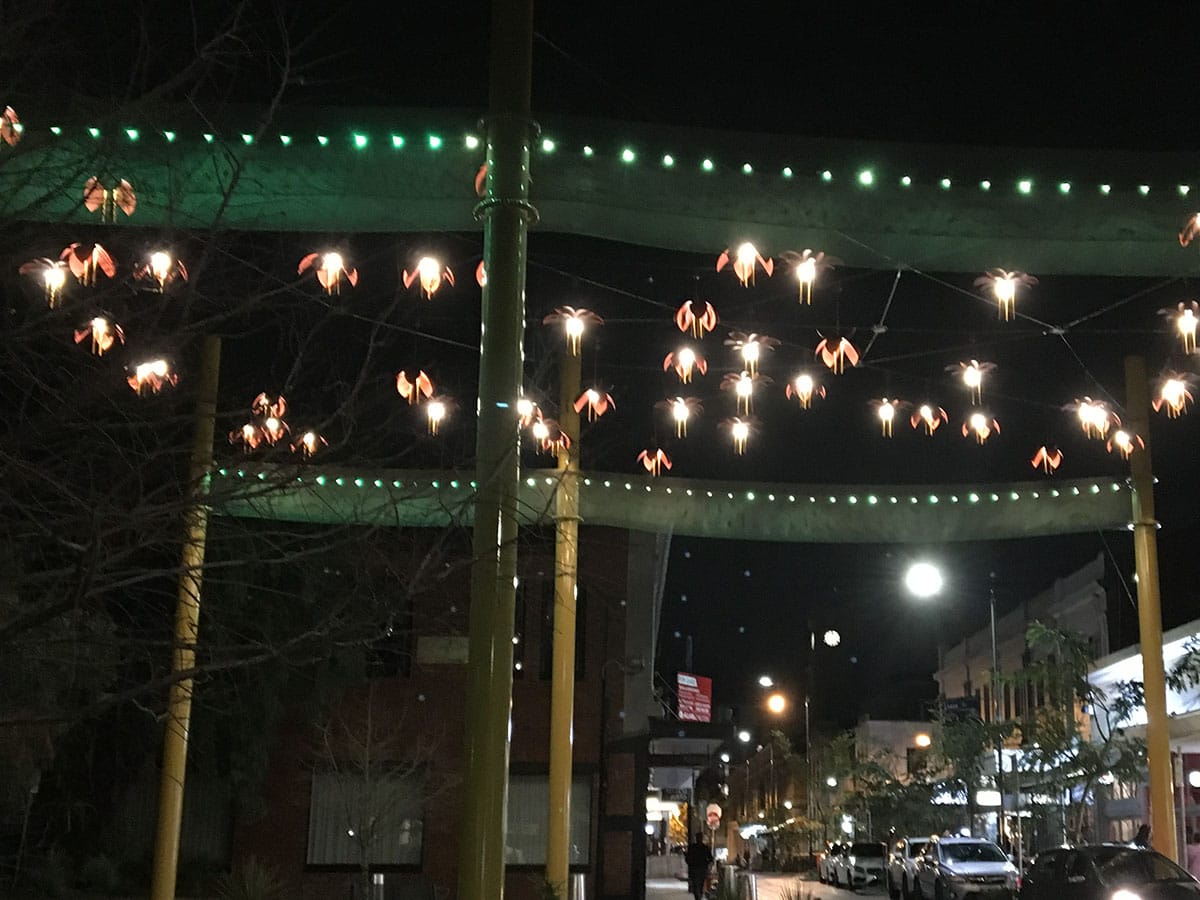 light sculpture installation on greville street in prahran