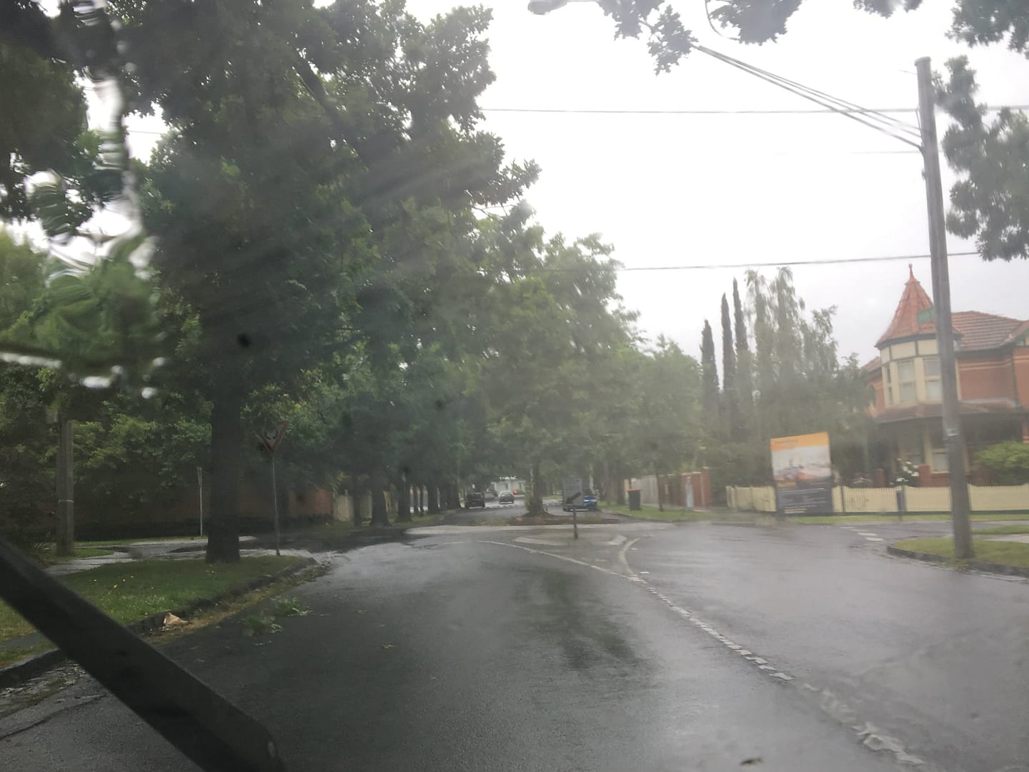 driving through rainy streets today