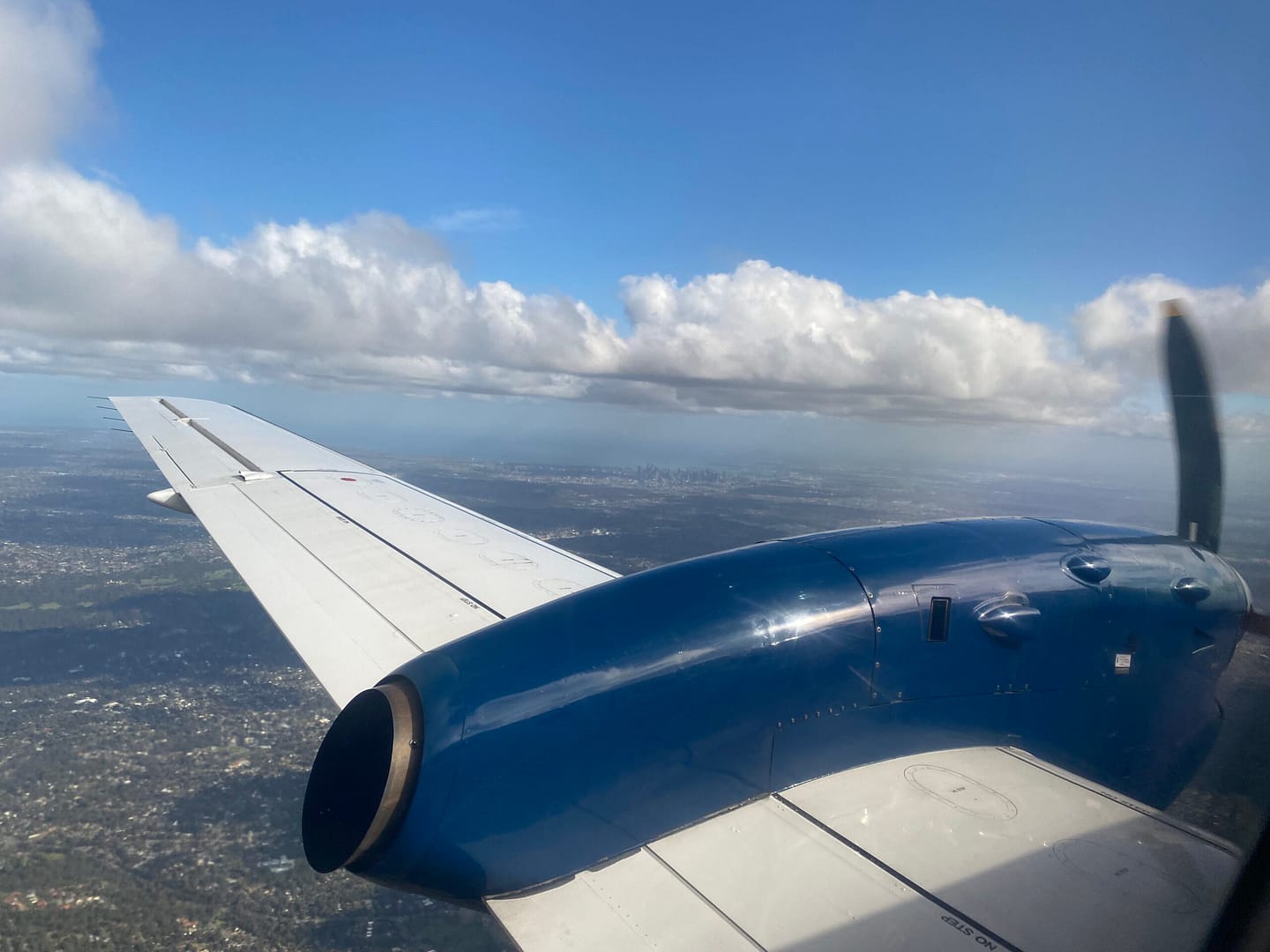 plane wing from above the world