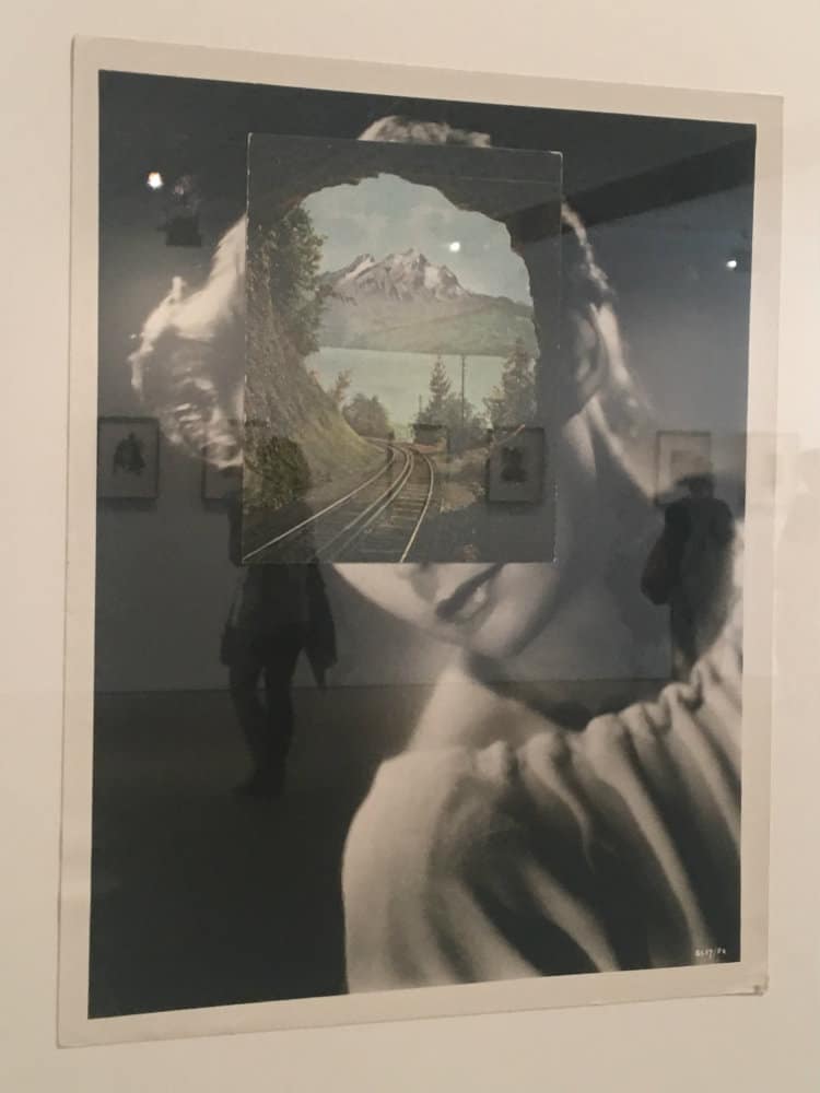 collage of woman with layer of open space landscape over her head