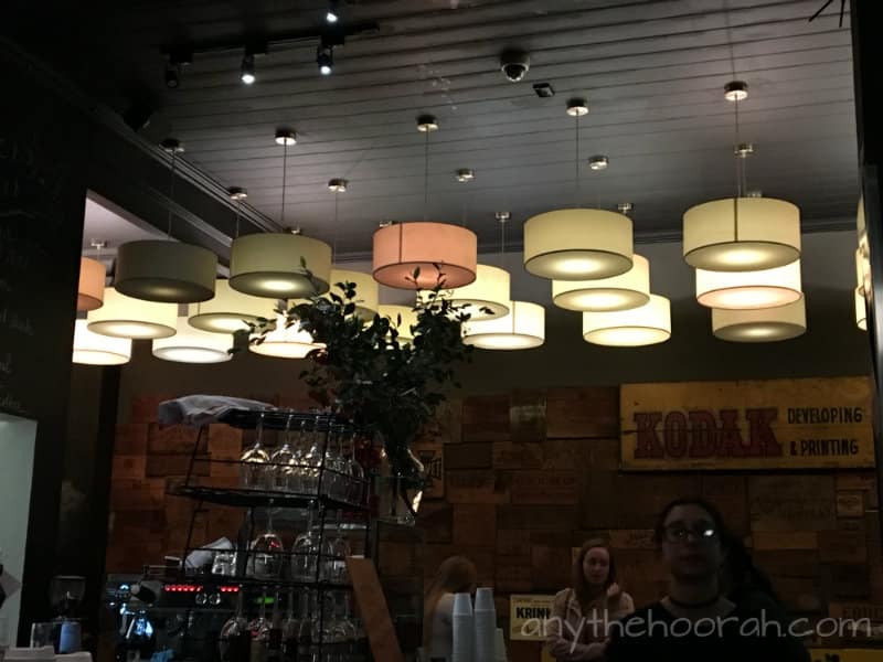 lights and glasses in a beautiful Italian restaurant